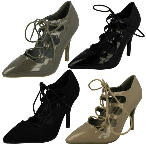 Anne Michelle Ladies Anne Michelle Pointed Lace Up High Heels