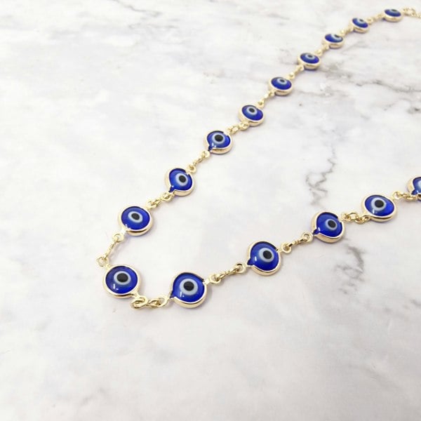 Harfi Evil Eye Charm Gold Plated Protection Necklace