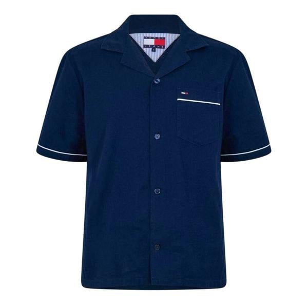 Tommy Jeans Mens Embroidered Regular Shirt - Dark Navy - 