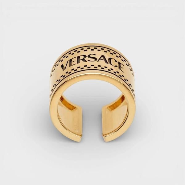 Versace Logo Engraved Chunky Ring