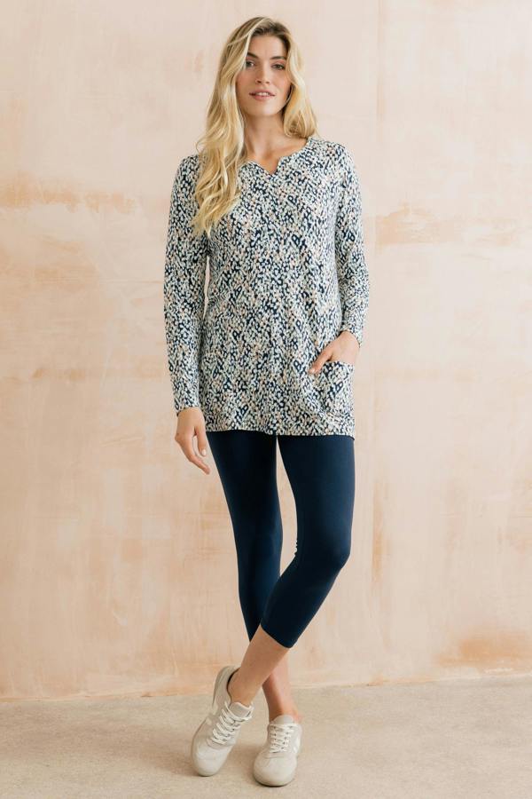 Lily & Me Maple Printed Organic Cotton Jersey Tunic Navy