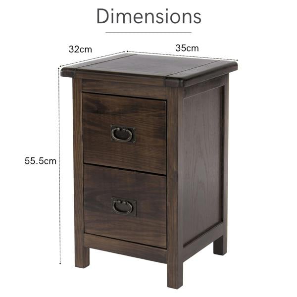 Core Products Set of 2 Boston Petite 2-Drawer Rustic Brown Lacquered Bedside Cabinets