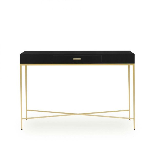 Wyld Haus Palermo Black and Gold One Drawer Console Table with Drawer