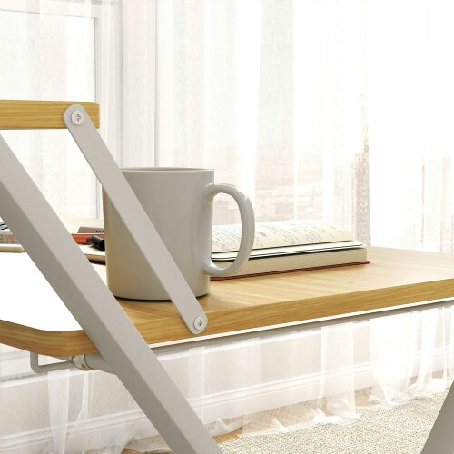 Wyld Haus Lune 86cm Maple Wood Effect Folding Desk With 2 Tier Storage Shelves