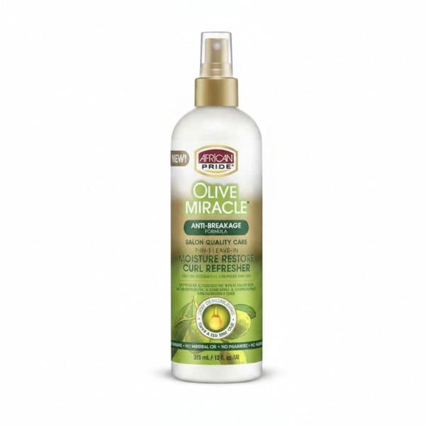 African Pride Olive Miracle 7-in-1 Leave-In Curl Refresher 12oz for soft, defined curls