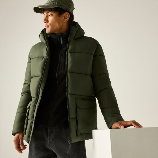 Regatta Mens Marek Short Padded Jacket - Dark Khaki/Black