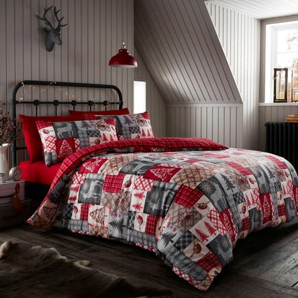 Christmas Patchwork Flannel Bedding - Happy Linen Company