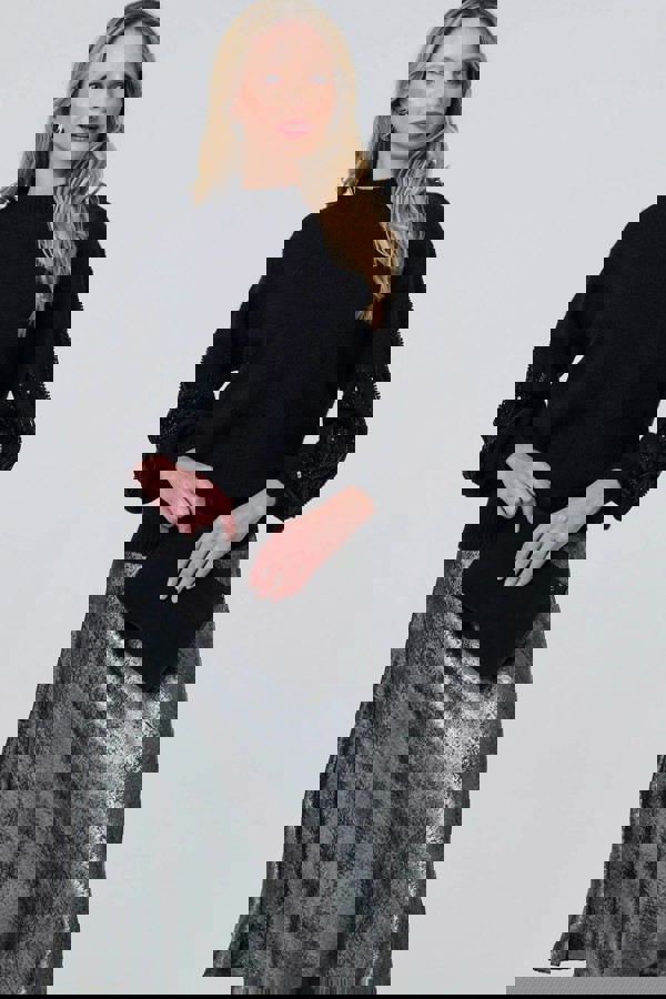 Black | Sequin Embellished Relaxed Jumper
