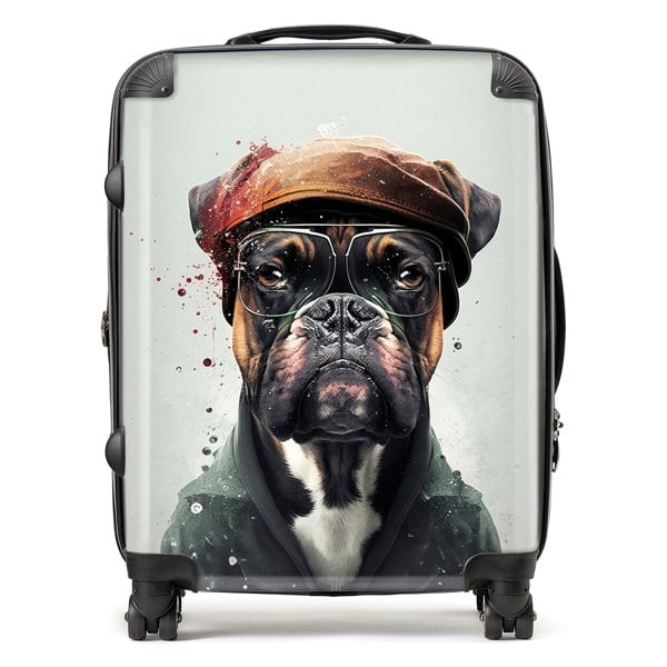 Warren Reed Boxer Dog With Hat Splashart Suitcase