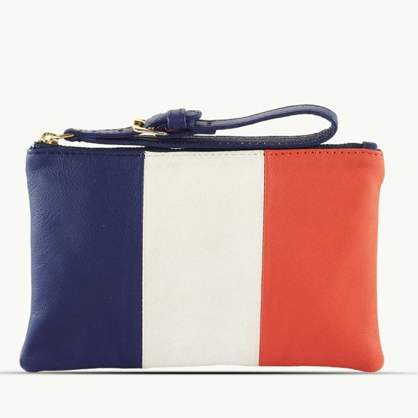 Assots London 'FRENCH' Country Flag Designer Leather Wristlet