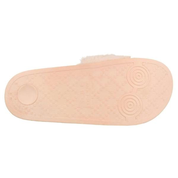 Spot On Ladies Spot On Pearl Trim Faux Fur Slider Style Sandals