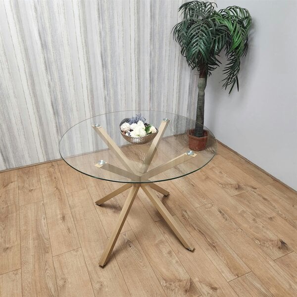 Kosy Koala Dining Table Clear Glass Kitchen Place for 4 Seats, Dining Table Only (Clear H 75 x L 100 x W 100 cm)