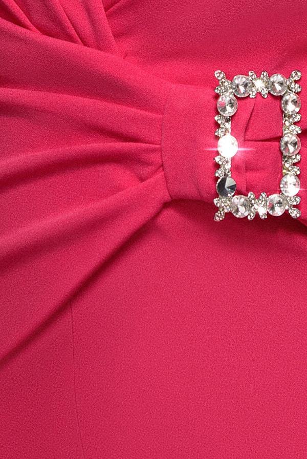 Buckle Plunge Bow Detail Jumpsuit - Cerise TR248VP