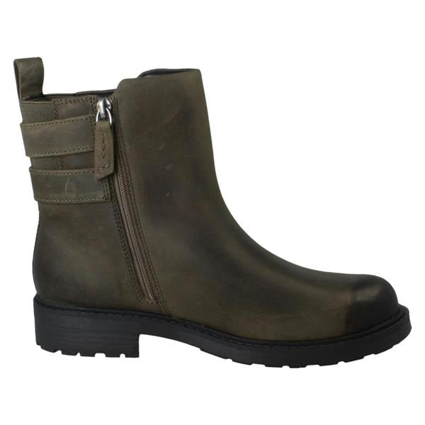 Clarks Ladies Clarks Buckle Detailed Zip Fastening Leather Ankle Boots Orinoco2 Bay