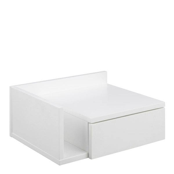 Furniture To Go Ashlan 1 Drawer Wall Mounted Square Bedside Table in White