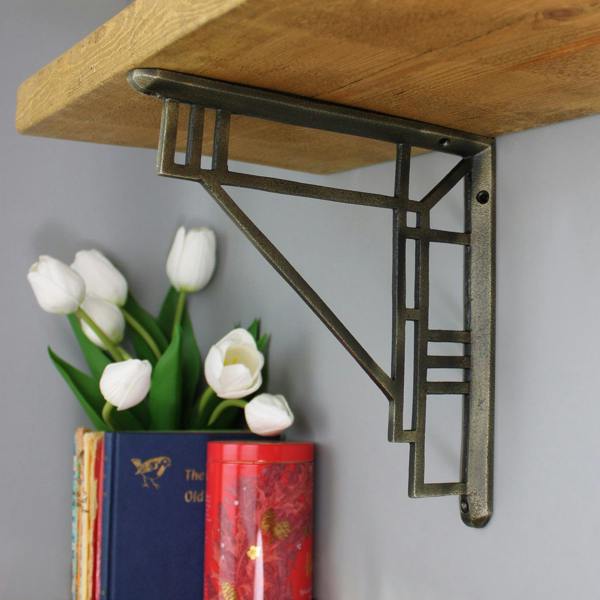 Oakcrafts Pair of Art Deco Renee Shelf Brackets - 222mm x 222mm