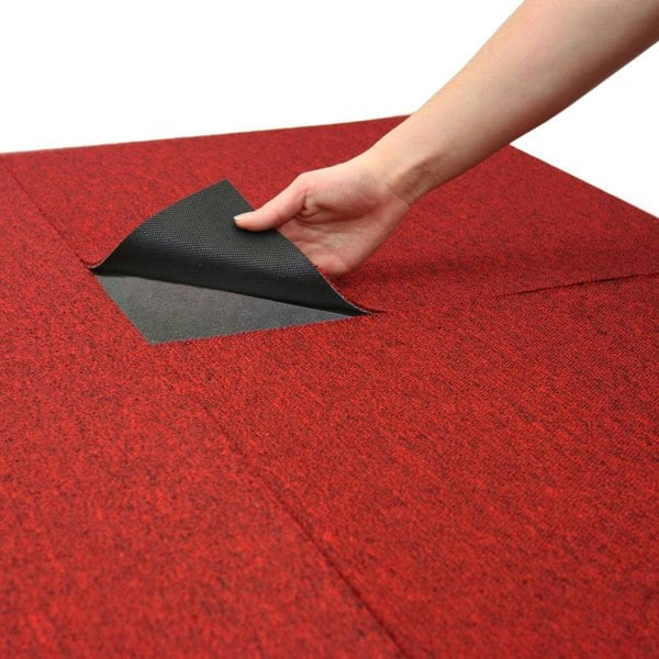 40 x Carpet Tiles 10m2 - Scarlet Red & Charcoal Black