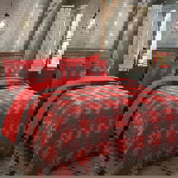 Velosso Check Teddy Fluffy and Warm Fleece Duvet Cover Set
