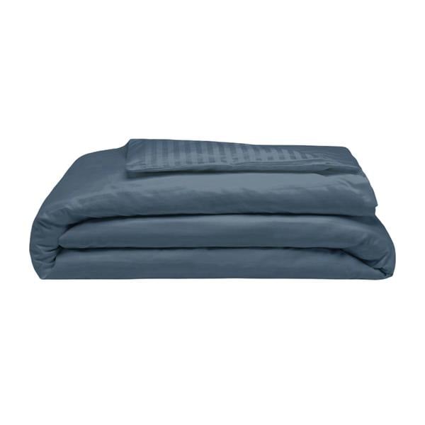 Belledorm 540 Thread Count Satin Stripe Duvet Cover Set - Navy