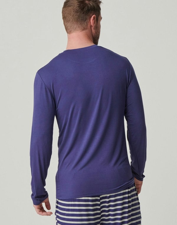 Two-pack Men's Bamboo Long Sleeve T-Shirts – Navy & Grey Marl - British Boxers