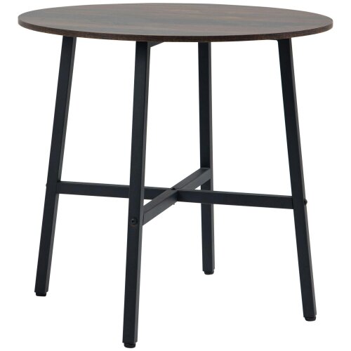 Wyld Haus Vizina Metal And Wood Rustic Brown Round Industrial Dining Table 85cm