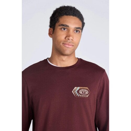 Animal Mens Regular Tommy Long-Sleeved Graphic T-Shirt - Dark Red