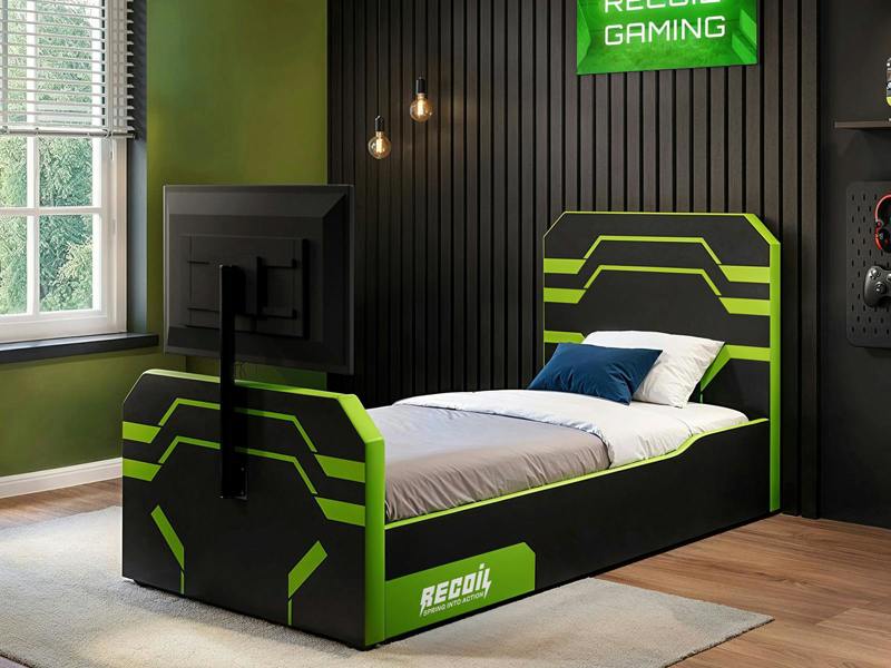 Alister Side Lift TV Ottoman Bed Black & Green