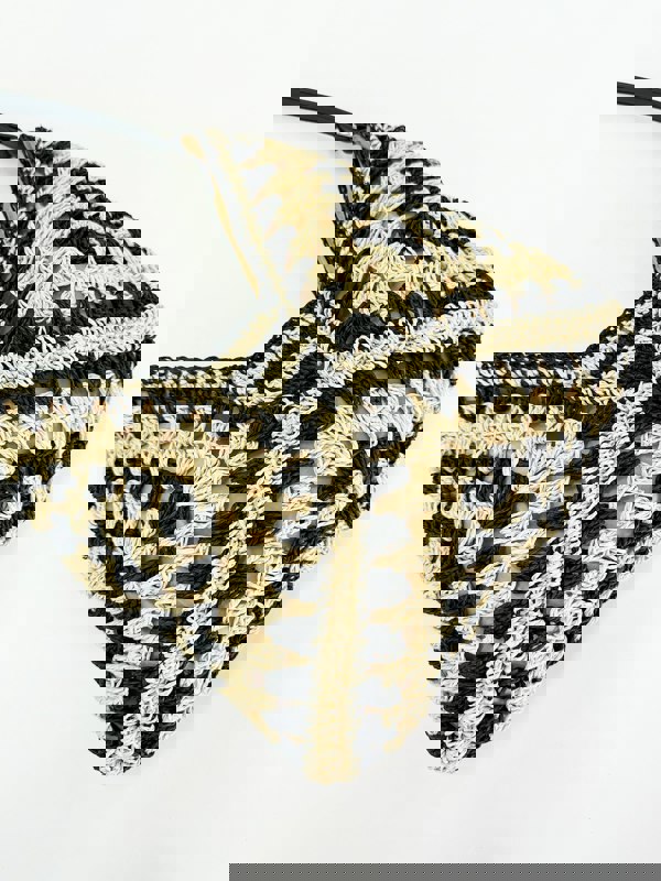 SVNX Black Woven Straw Shoulder Bag