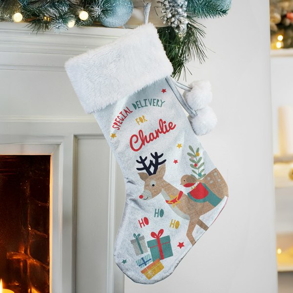 Personalised Memento Company Personalised Reindeer Christmas Stocking