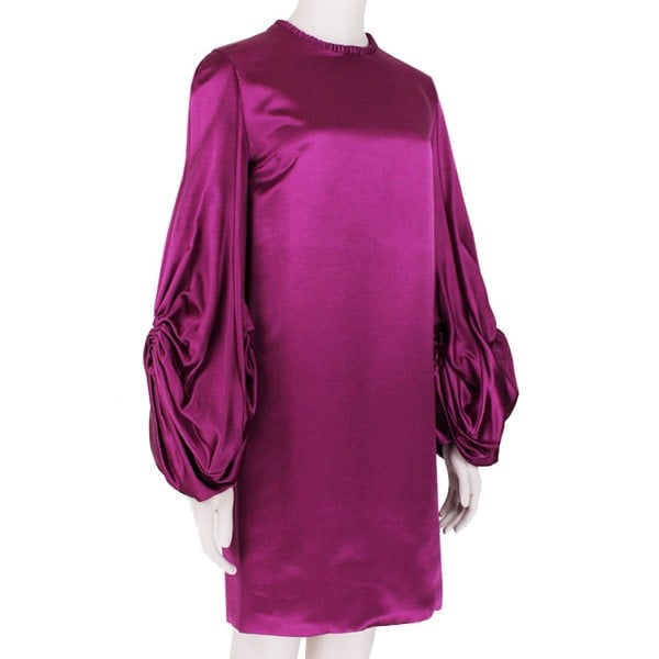 Alexander McQueen luxurious silk satin tunic dress in a rich byzantium purple