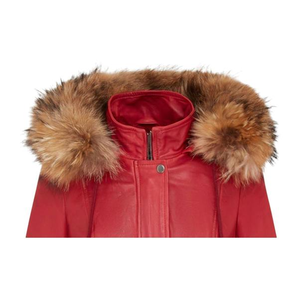 Infinity Leather Womens Leather Hooded Parka Jacket-Putian