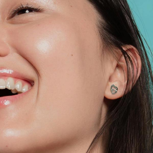 Aye Do Gifts Two Hearts Silver Stud Earrings
