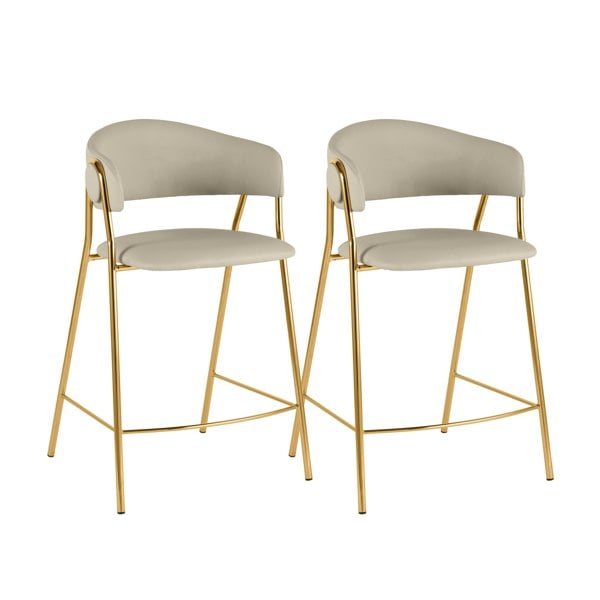 Furniture Edit Lara Cream Performance Vegan Leather Counter Stool - Set of 2