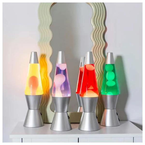 Dragodirect Retro Lava Lamp Desk Light Yellow & Red LED with Silver Base