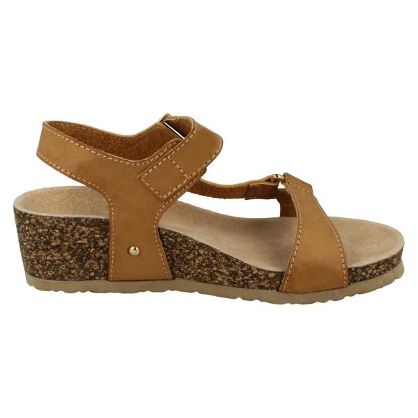 Down to Earth Ladies Down To Earth Mid Wedge Ankle Strap Sandals