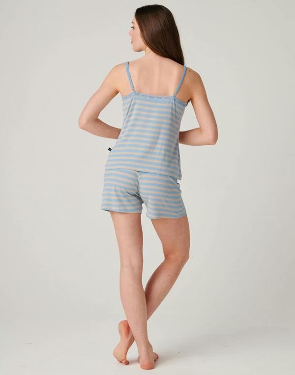 British Boxers Women's Bamboo Lace Camisole Short Pyjama Set - Cornish
