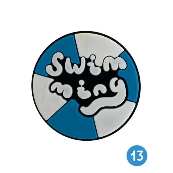 Blue and white swim ring shoe charm pin badge for swimming shoes