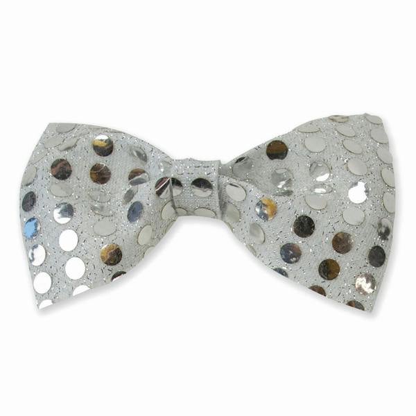 Bristol Novelty Sequin Bow Tie - Silver - 