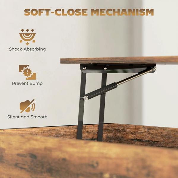 Wyld Haus Vitoli Wooden Rustic Brown Lift Top Coffee Table With Storage Compartment