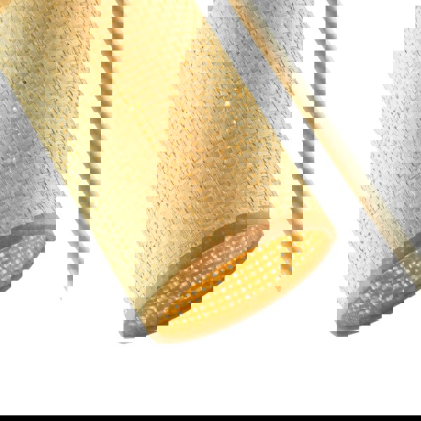 Vintage Classic White Gloss Table Lamp with Tubular Woven Rattan Shade Image 4