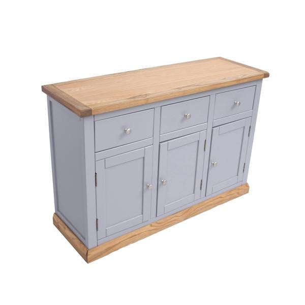 Cabinet Bits Biccari Grey 3 Drawer 3 Door Sideboard Chrome Knob