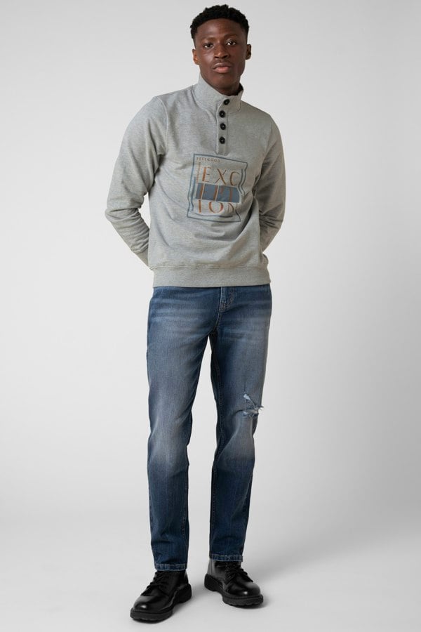 ENORSIA Button-Up Funnel Neck Sweatshirt