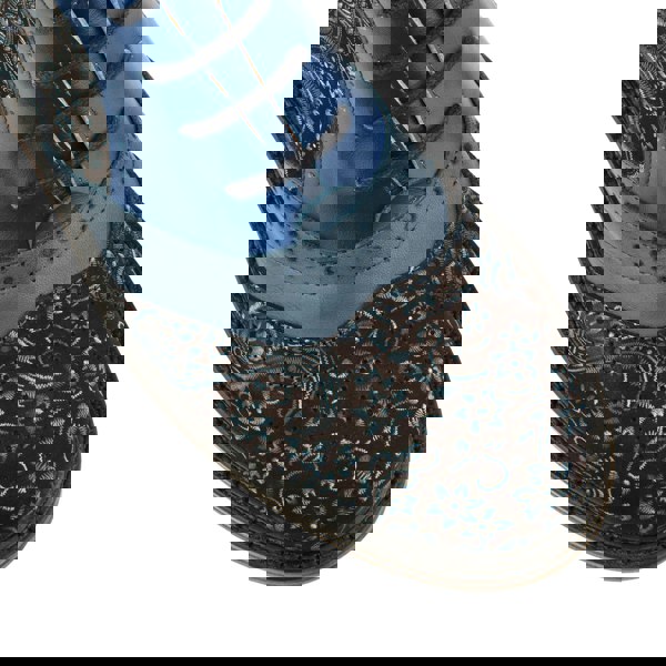 Embassy London Brick Lane Boots - Blue - Women's leather oxford higher ankle boot with brogue detail