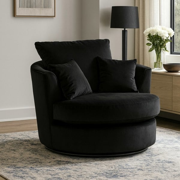 Furnishings For Less Brooklyn Plush Velvet Swivel Chair