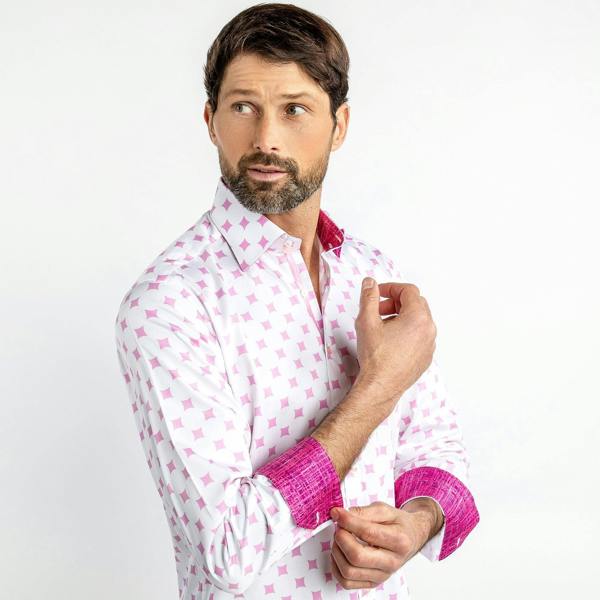 CURVED DIAMONDS PRINT SHIRT - Premium Men's Patterned Shirt by Claudio Lugli | Bold Design, Tailored Fit, Best Printed Shirts