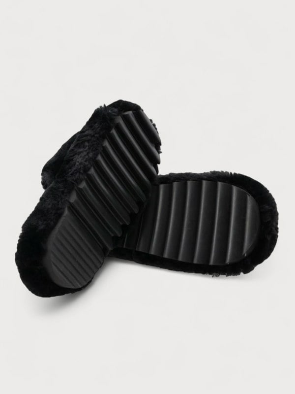 Sacai Wmns Fuax Fur Comfort Slippers Black - Womens