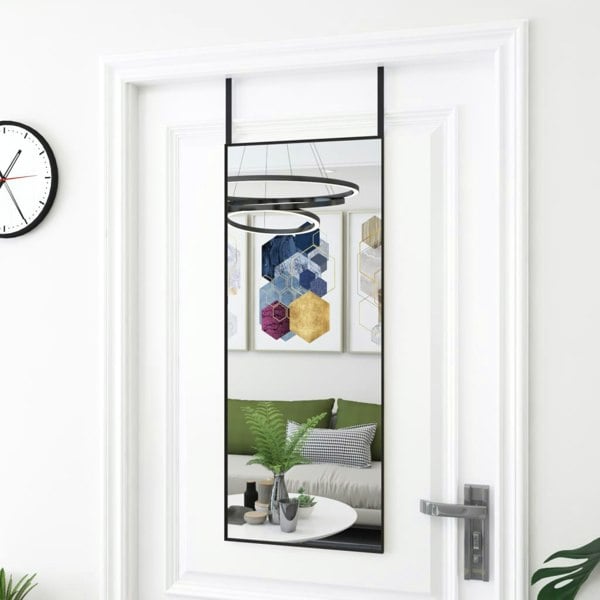 Berkfield Door Mirror Black 40x100 cm Glass and Aluminium
