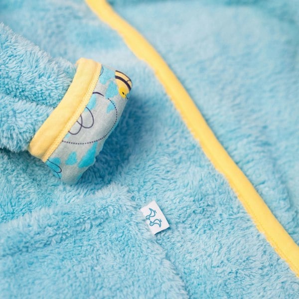 Luca and Rosa Busy Bees Light Blue Girls Fleece Dressing Gown