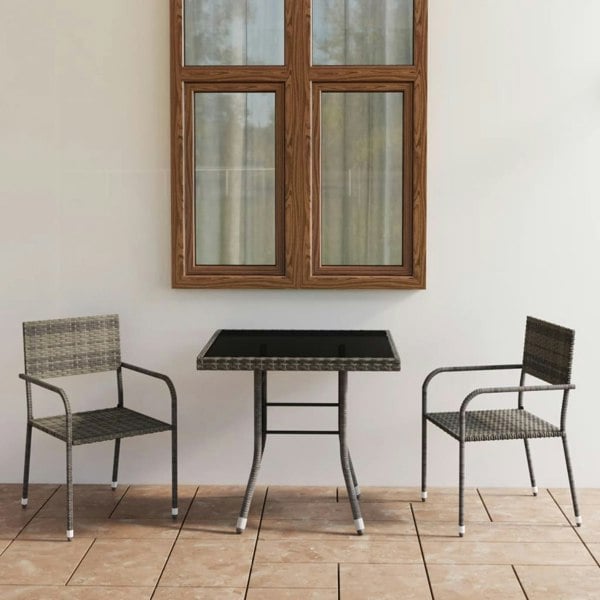 Berkfield 3 Piece Garden Dining Set Poly Rattan Anthracite & Grey