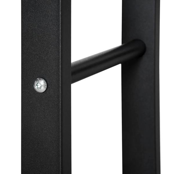 Black metal rack side post with round support bar